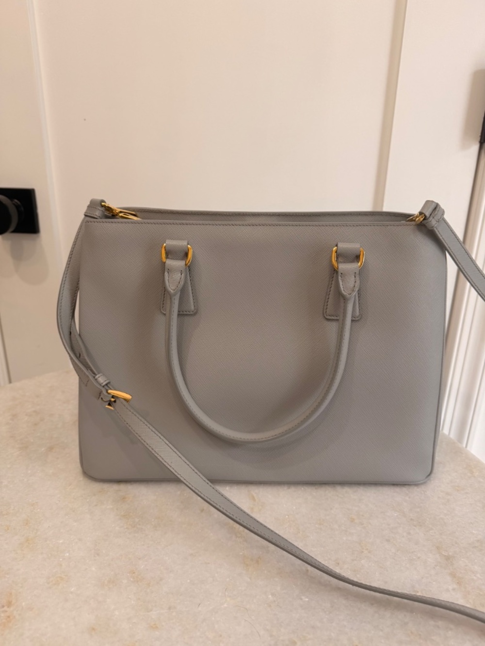 Prada Medium Gardener’s Tote Gray Saffiano Leather - Picture 7 of 14